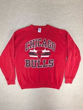 Vintage Chicago Bulls Red Logo Crewneck Pull Over Sweatshirt Size XL
